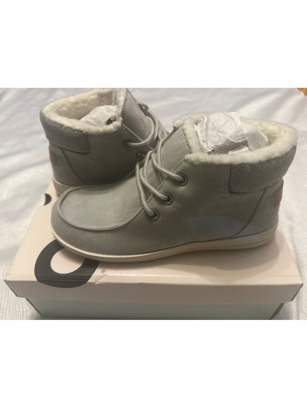 SO Women’s Ankle Boots Size 7 Gray Ivy Wool Faux Fur Chukka